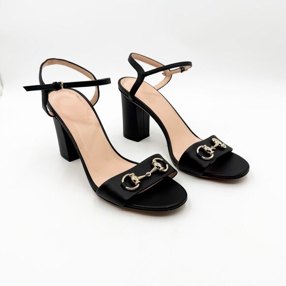 Gucci Horsebit Block Heel Sandals EU 40 US 10 Leather High Heel Open Toe - Picture 1 of 12